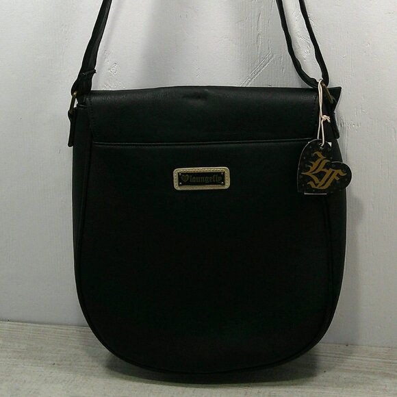 NWT Loungefly Embroidered Retro Black & Metallic Gold Owl Crossbody Shoulder Bag - Picture 2 of 11